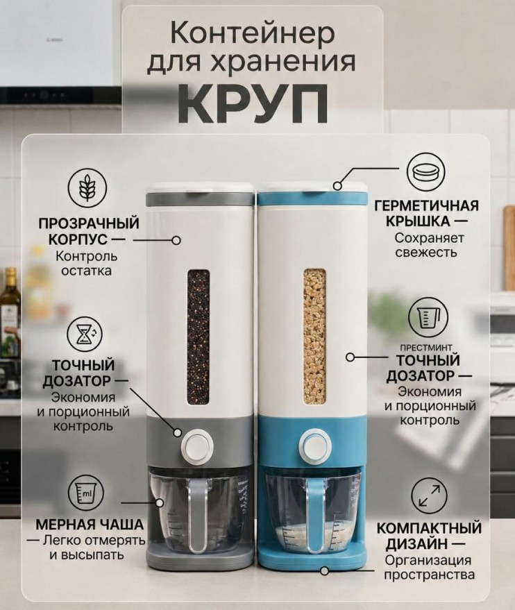 Диспенсер-органайзер Rice barrel для хранения круп и специй