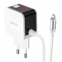 Зарядное устройство BOROFONE BA41A Power lake MicroUSB, 2.4A, белый, цифровой дисплей