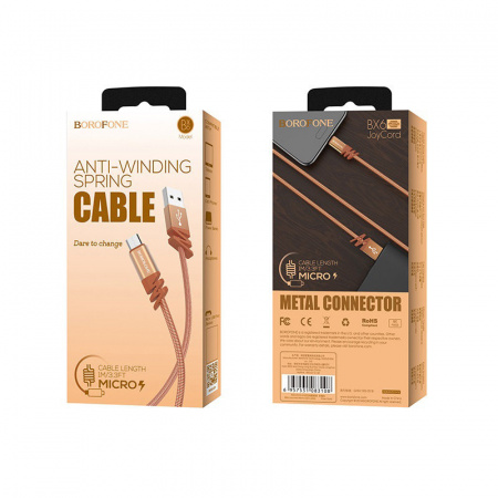 Кабель Borofone BX6 JoyCord USB - micro USB, 1 м розовый