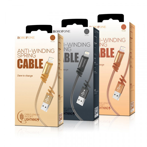 Кабель Borofone BX6 JoyCord, lightning, 1 м, розовый